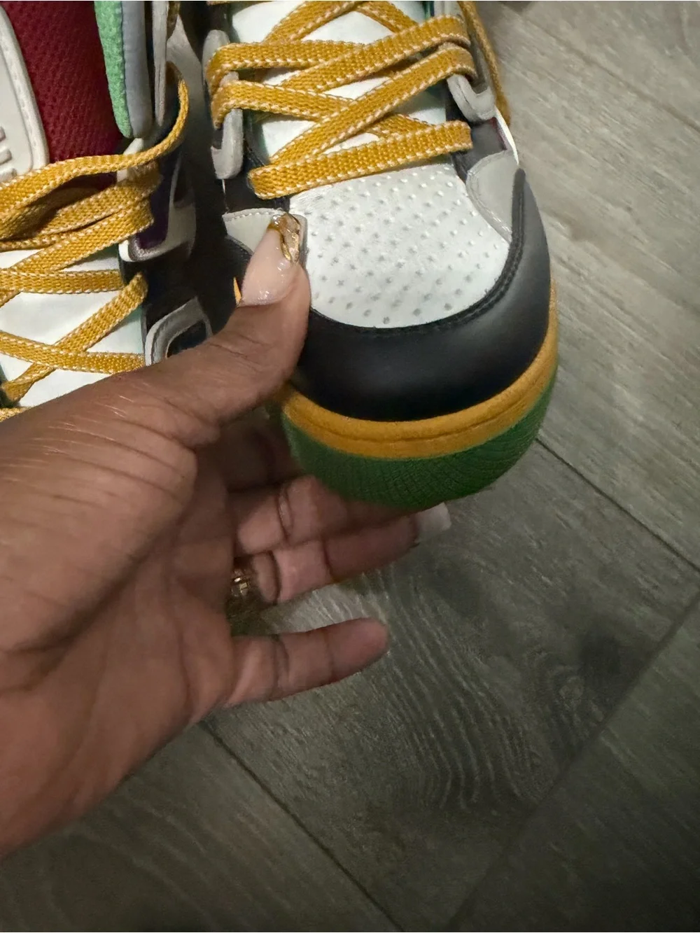 Gucci Men's Multi-Color High-Top Sneakers with Gold Laces